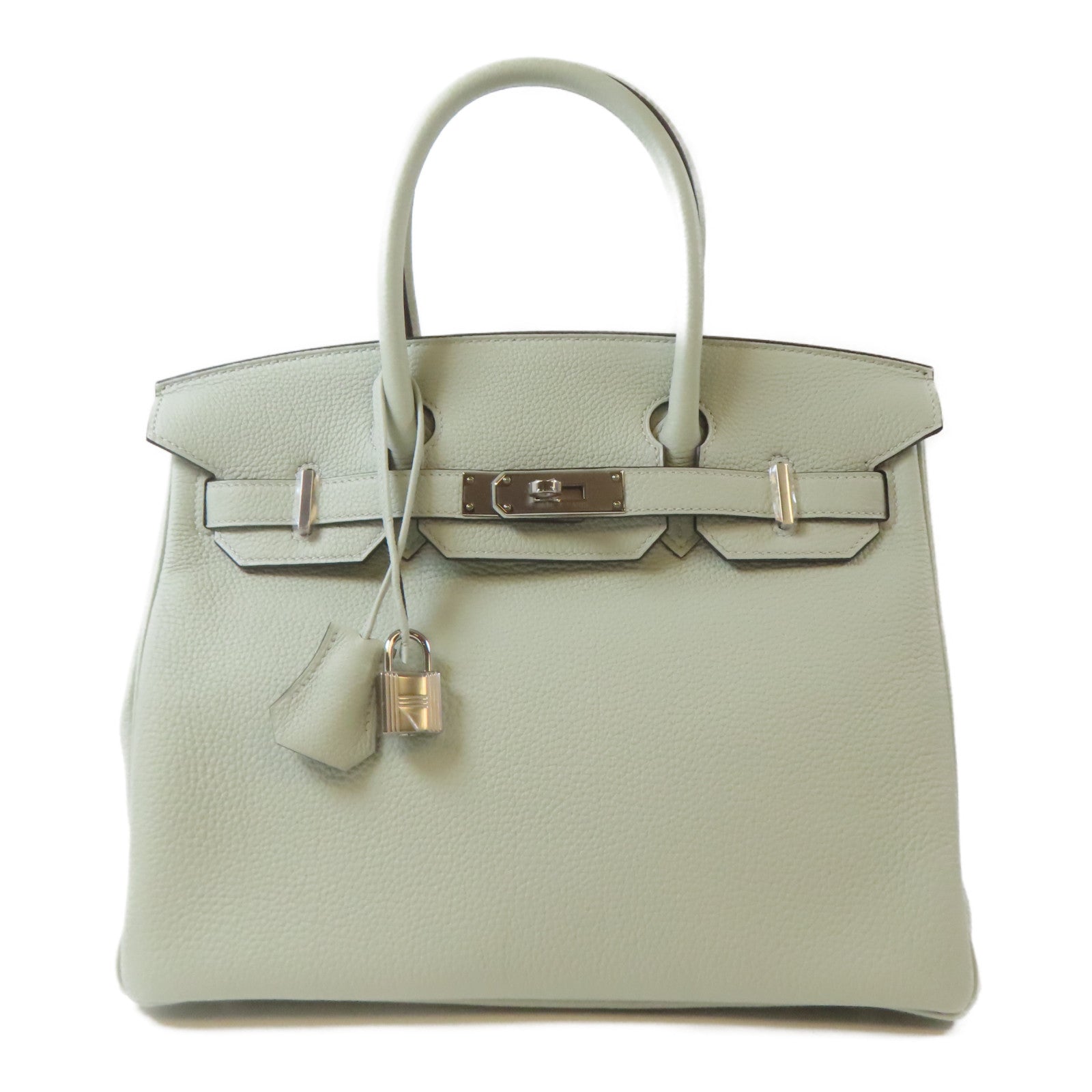 HERMES Togo皮革Birkin 30銀扣手挽袋Gris Neve/淺綠色