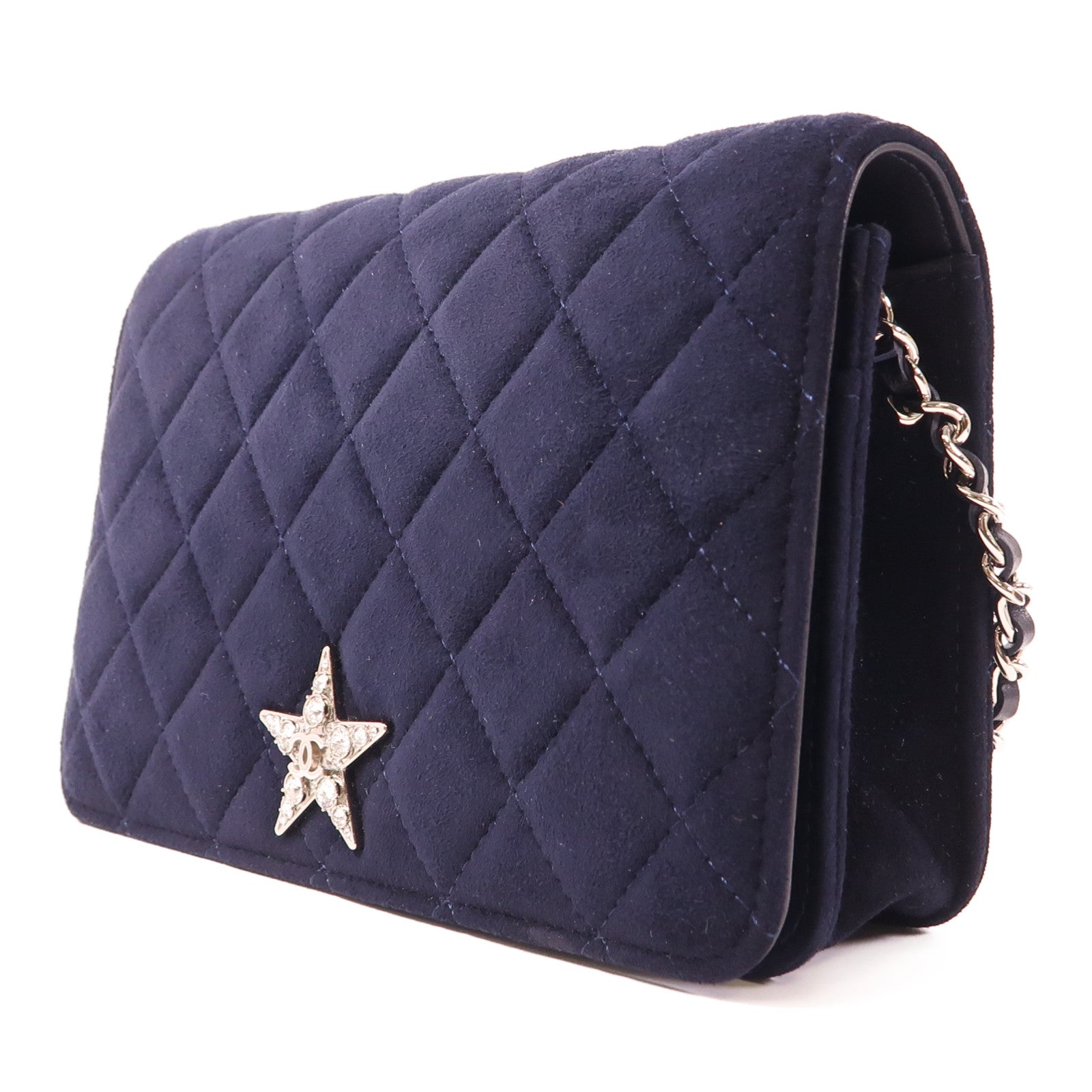 CHANEL 麂皮皮革WOC Wallet On Chain銀扣鏈帶肩背袋