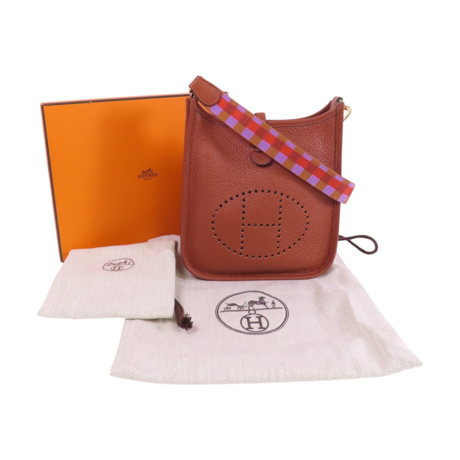 HERMES Clemence皮革Evelyne TPM金扣肩背袋