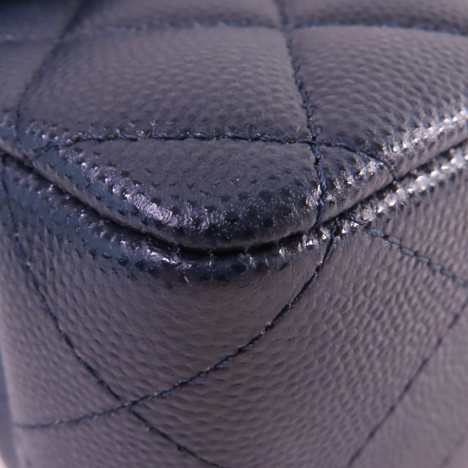 CHANEL 菱格Caviar皮革 Classic Flap 25 Chain Shoulder Bag金扣鏈帶肩背袋寶藍色