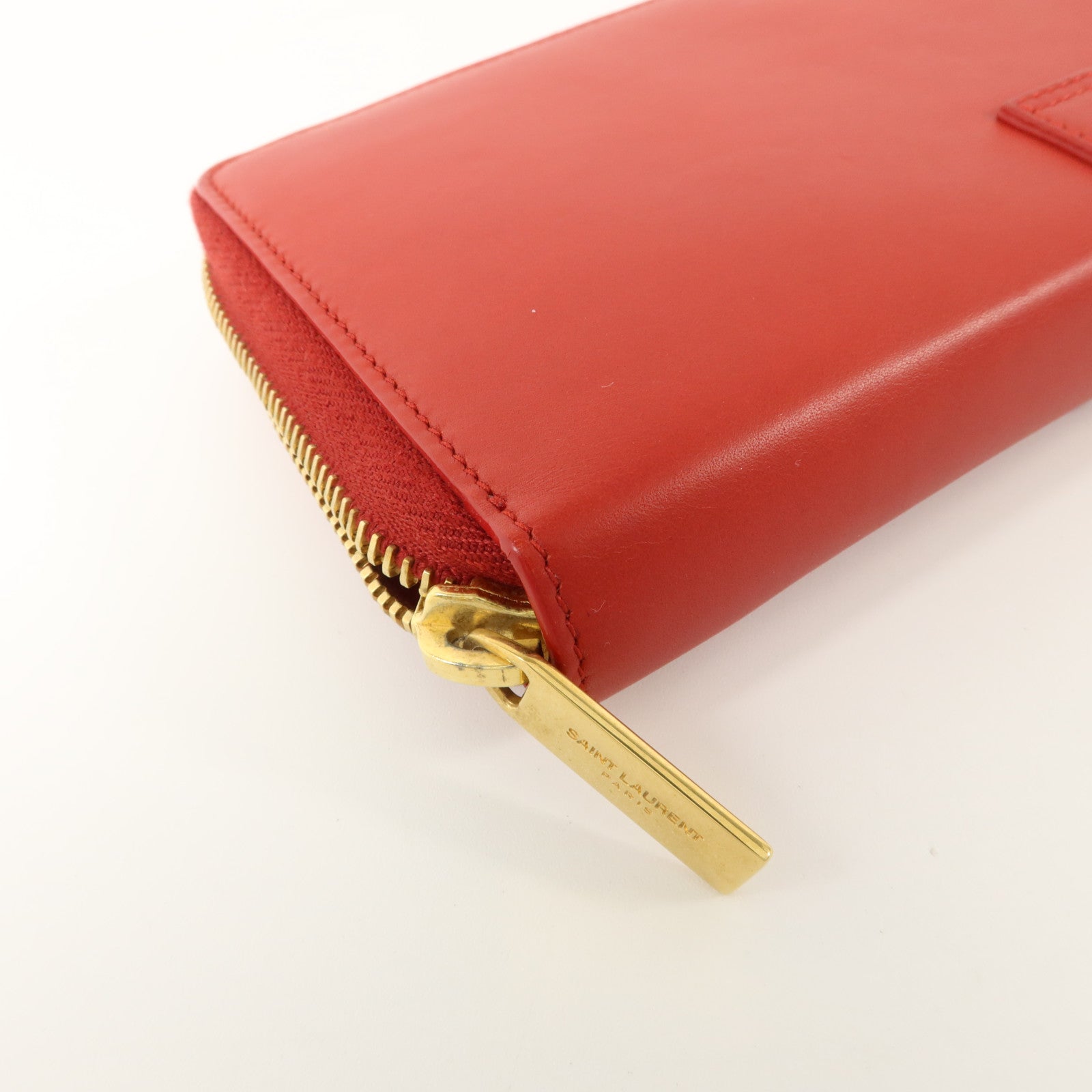 SAINT LAURENT 牛皮皮革Long Round Wallet長錢包