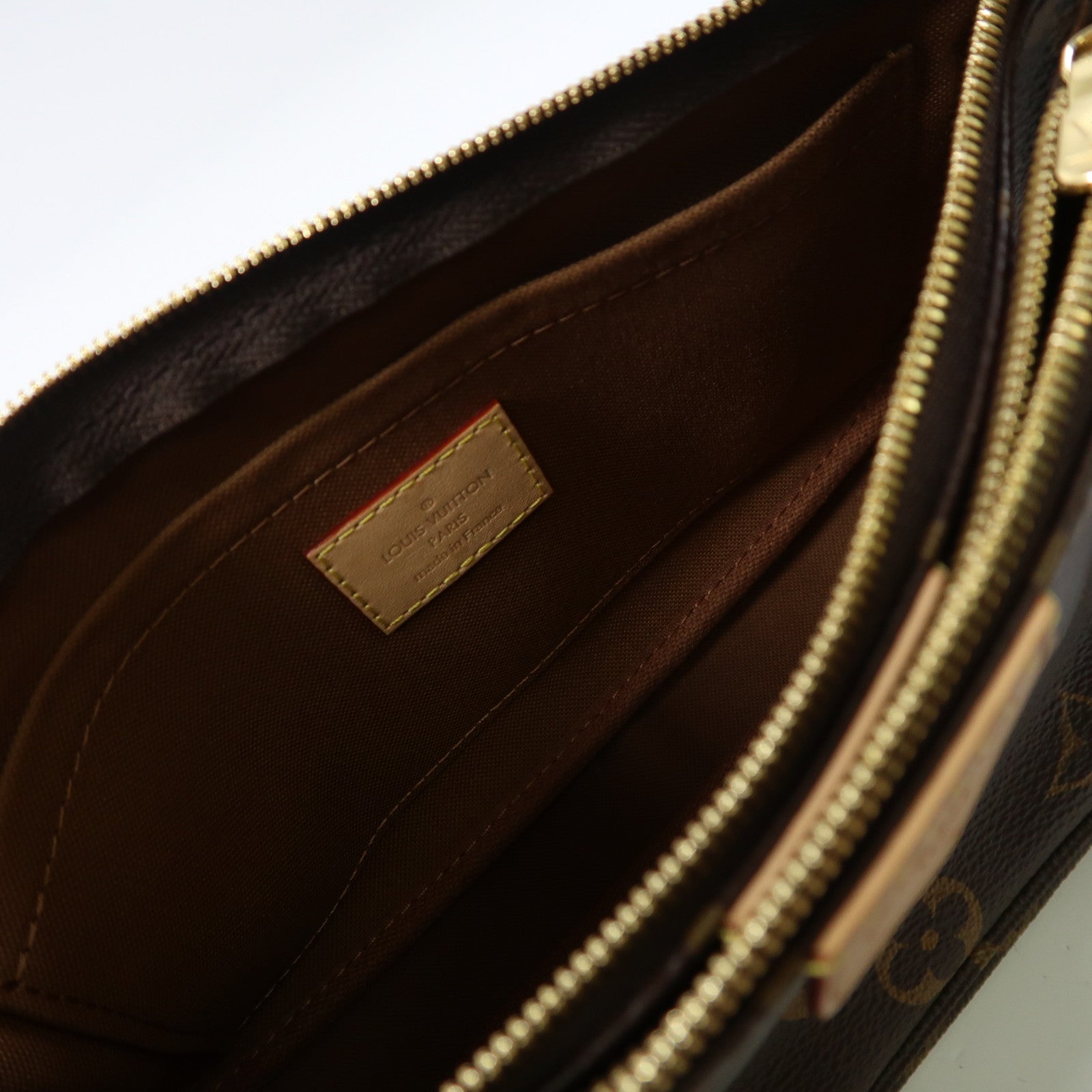 LOUIS VUITTON Monogram Multi Pochette Accessoires金扣手挽肩背兩用袋棕色