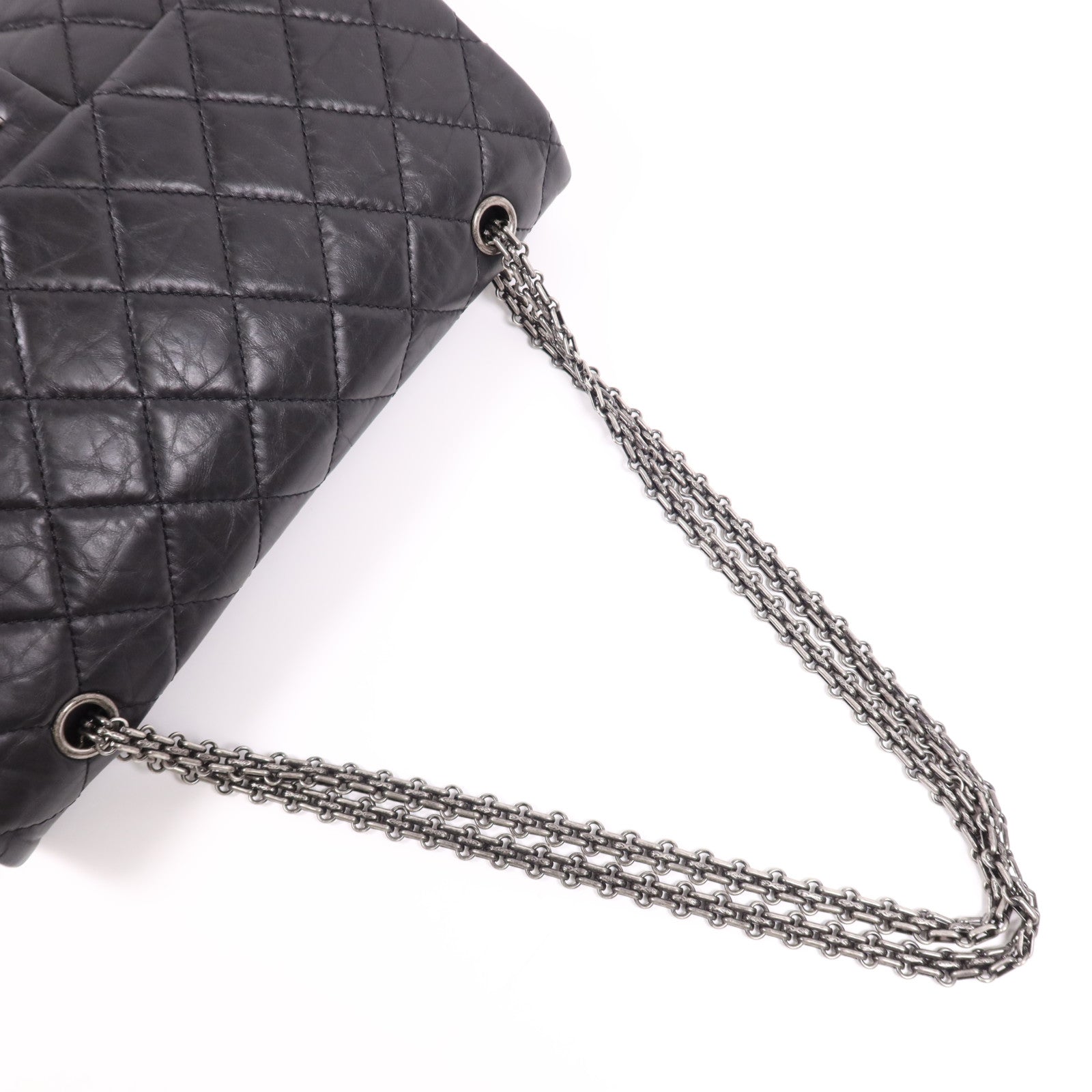 CHANEL 牛皮皮革2.55銀扣鏈帶肩背袋