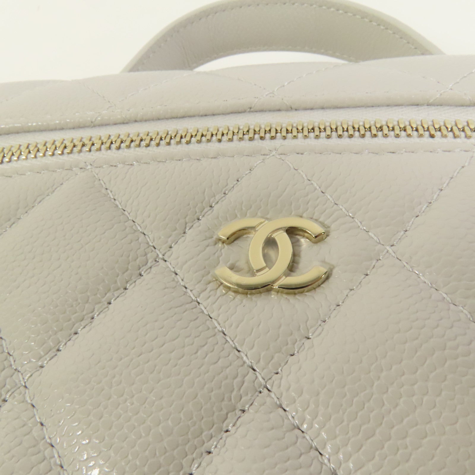 CHANEL 牛皮皮革Vanity Case金扣鏈帶手挽肩背兩用袋