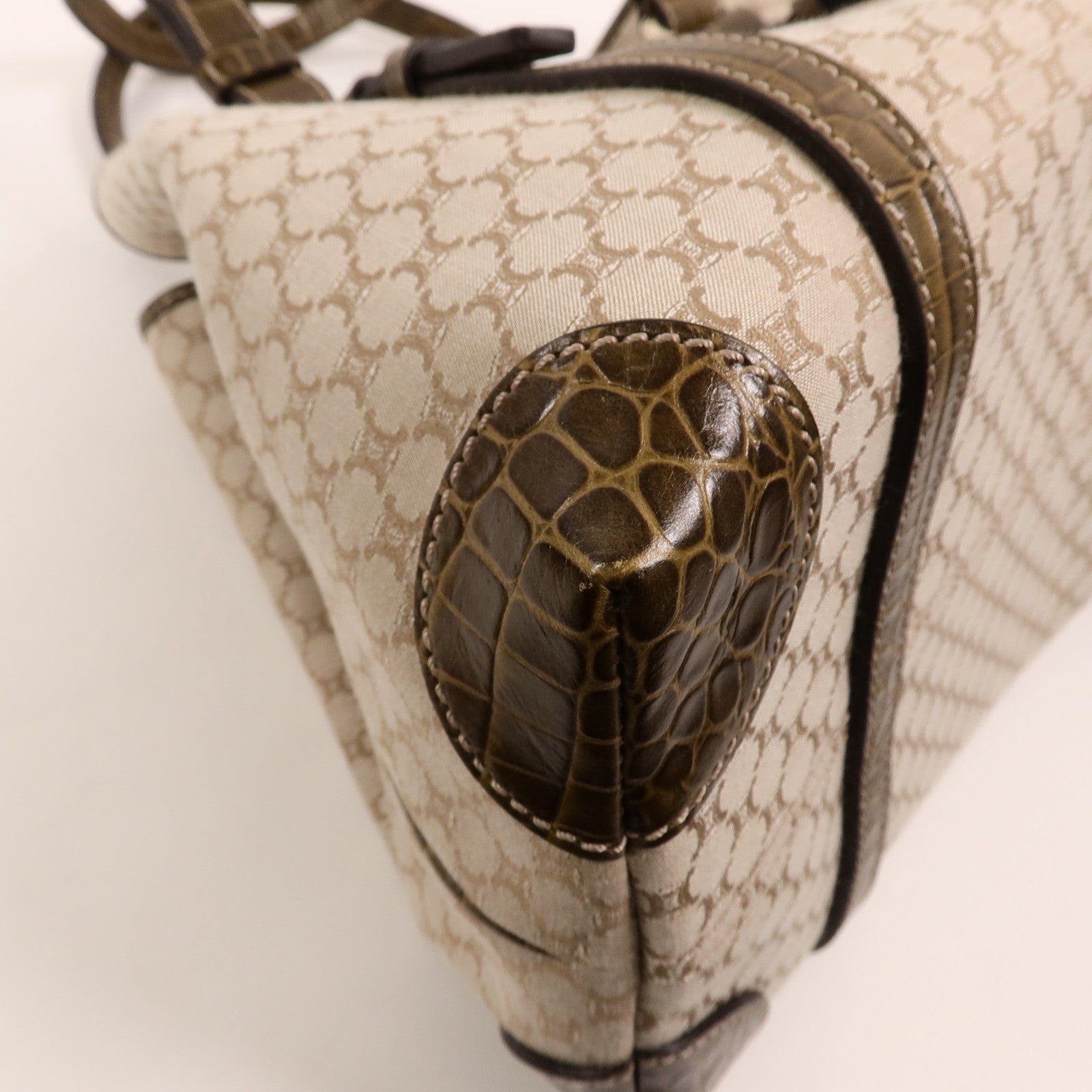 CELINE 帆布/牛皮皮革Vintage Macadam Tote肩背袋