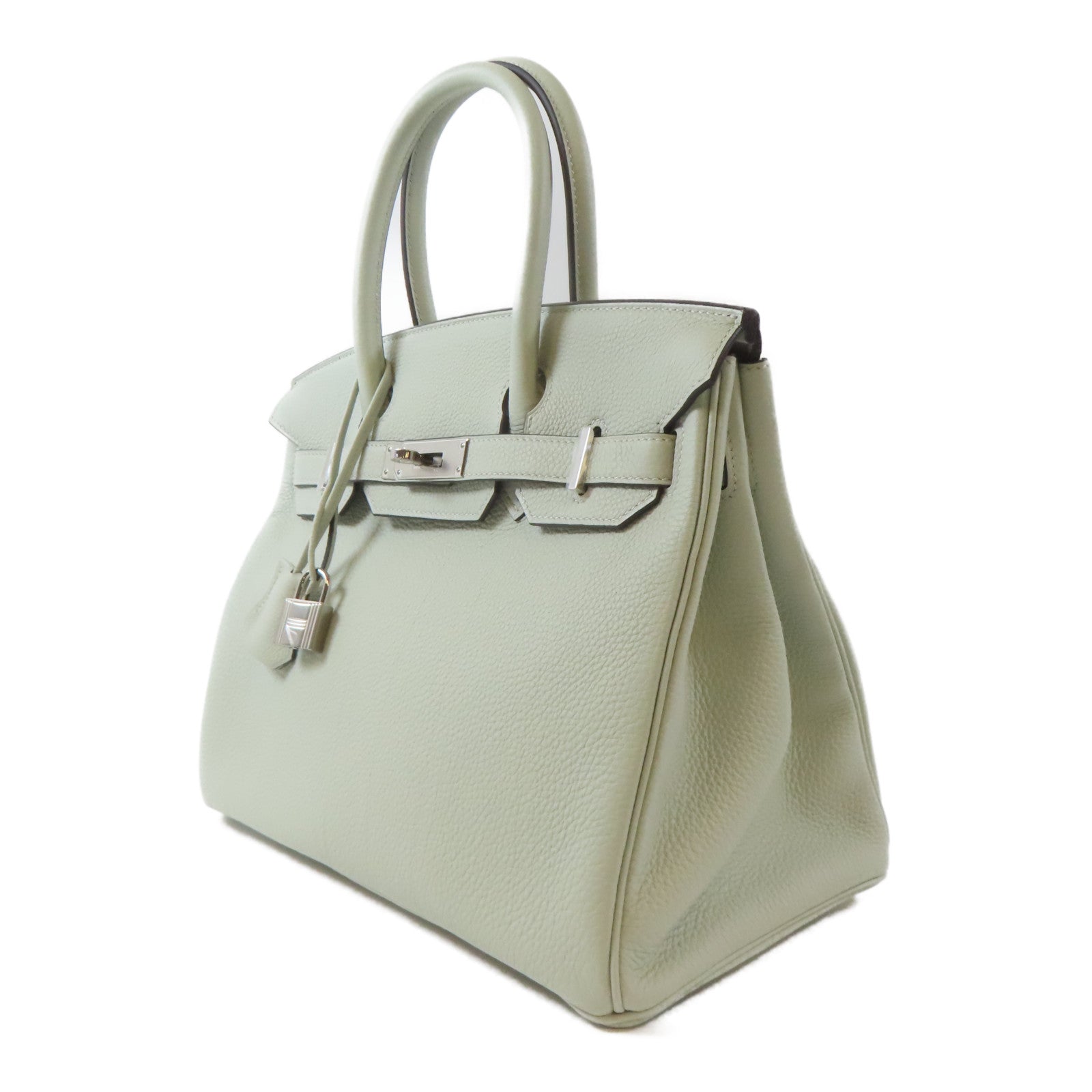 HERMES Togo皮革Birkin 30銀扣手挽袋Gris Neve/淺綠色