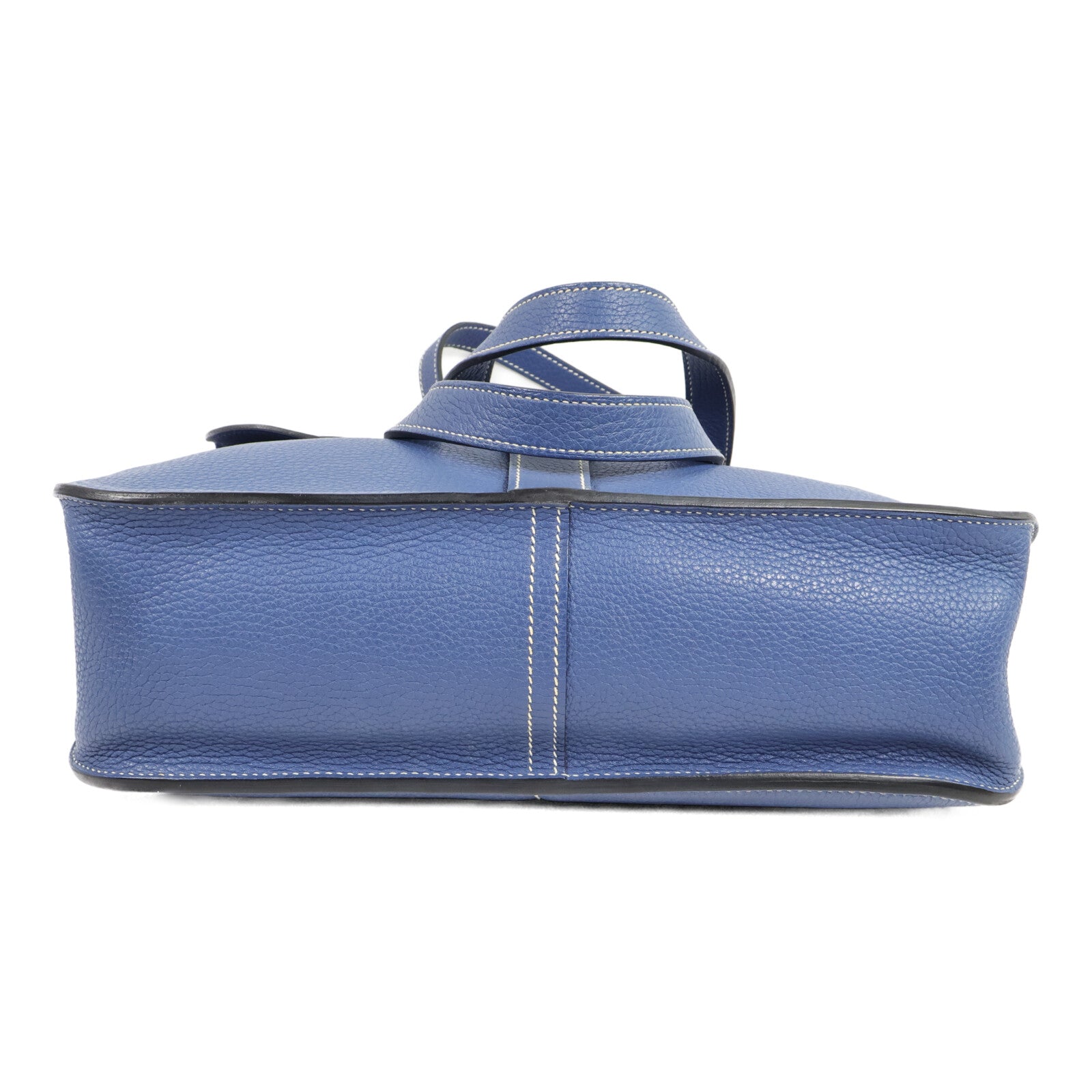 HERMES Clemence皮革Halzan 31手挽肩背兩用袋Blue Agate
