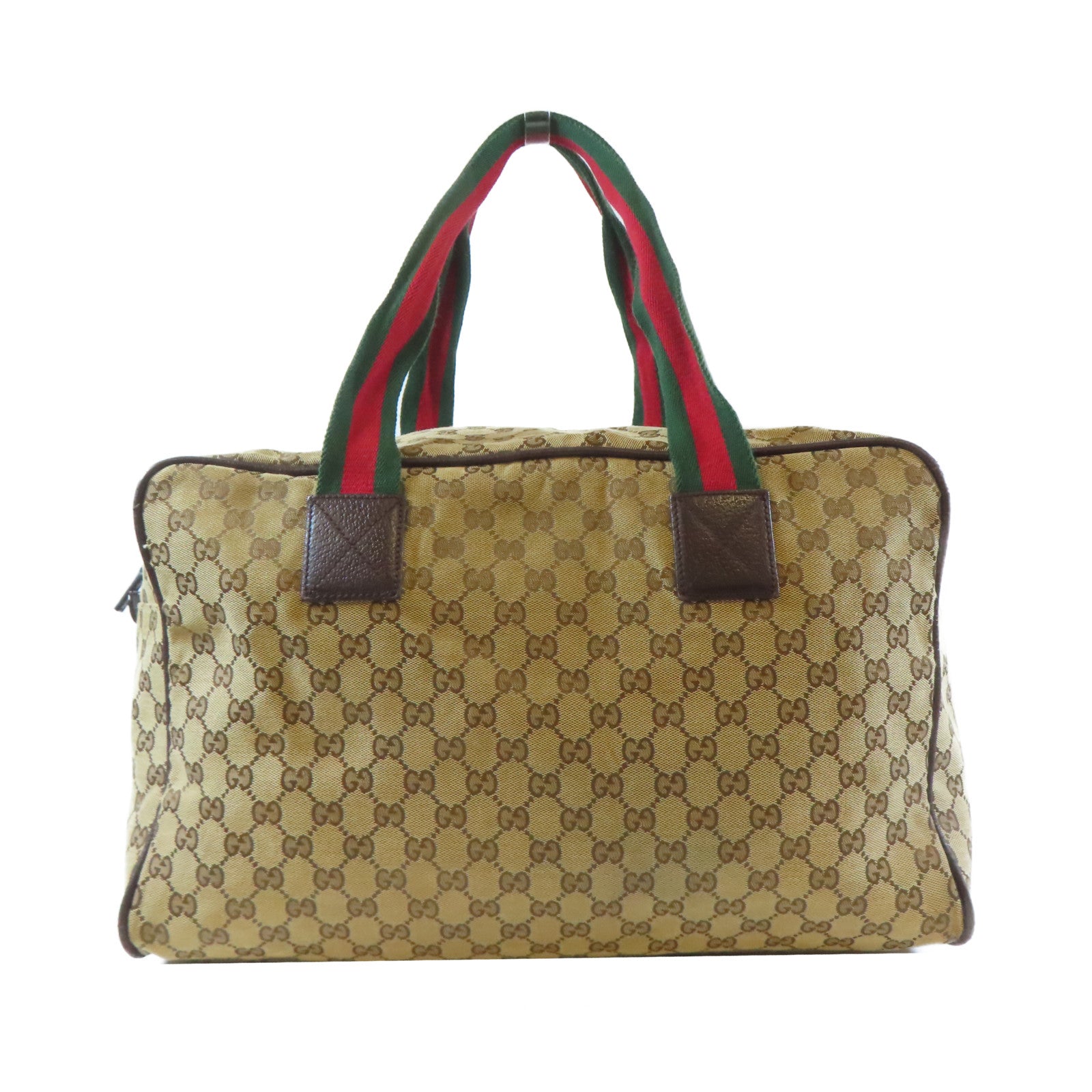 GUCCI 帆布Tote Bag銀扣手挽袋啡色