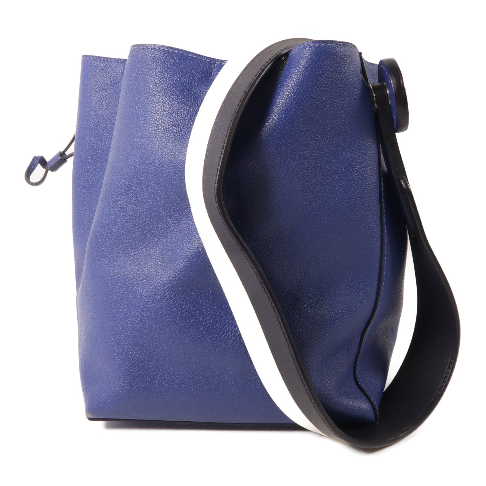 HERMES Evercolor皮革Licol 17銀扣肩背袋Bleu Brighton