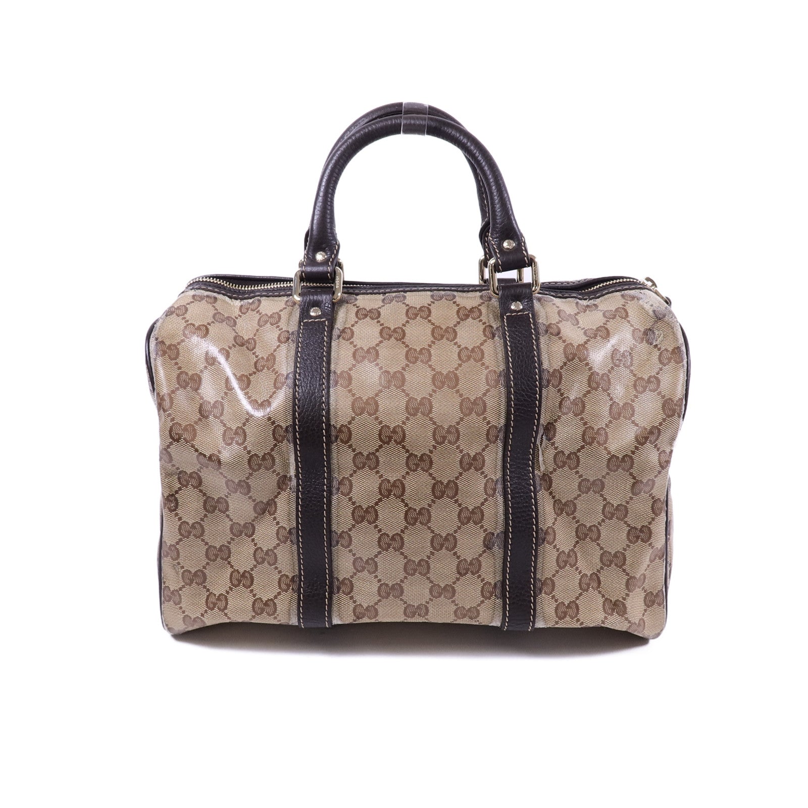 GUCCI 塗層帆布Boston Bag金扣手挽袋