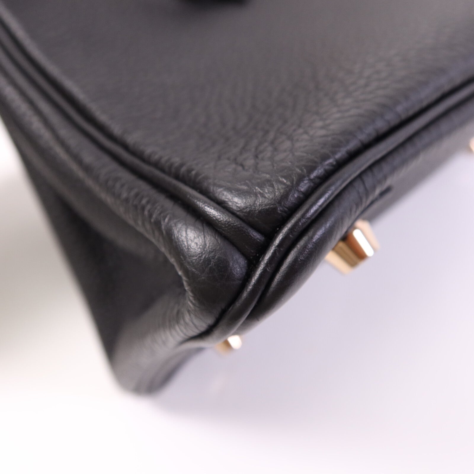 HERMES Clemence皮革Birkin 25金扣手挽袋Noir