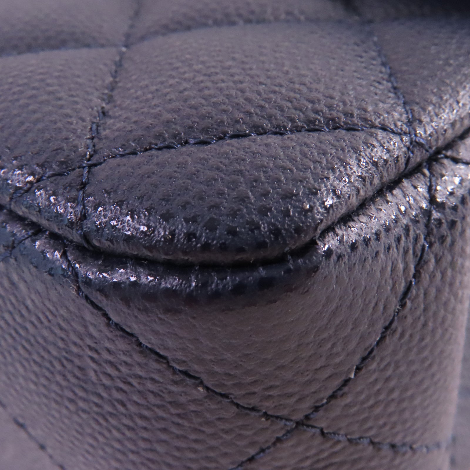CHANEL 菱格Caviar皮革 Classic Flap 25 Chain Shoulder Bag金扣鏈帶肩背袋寶藍色