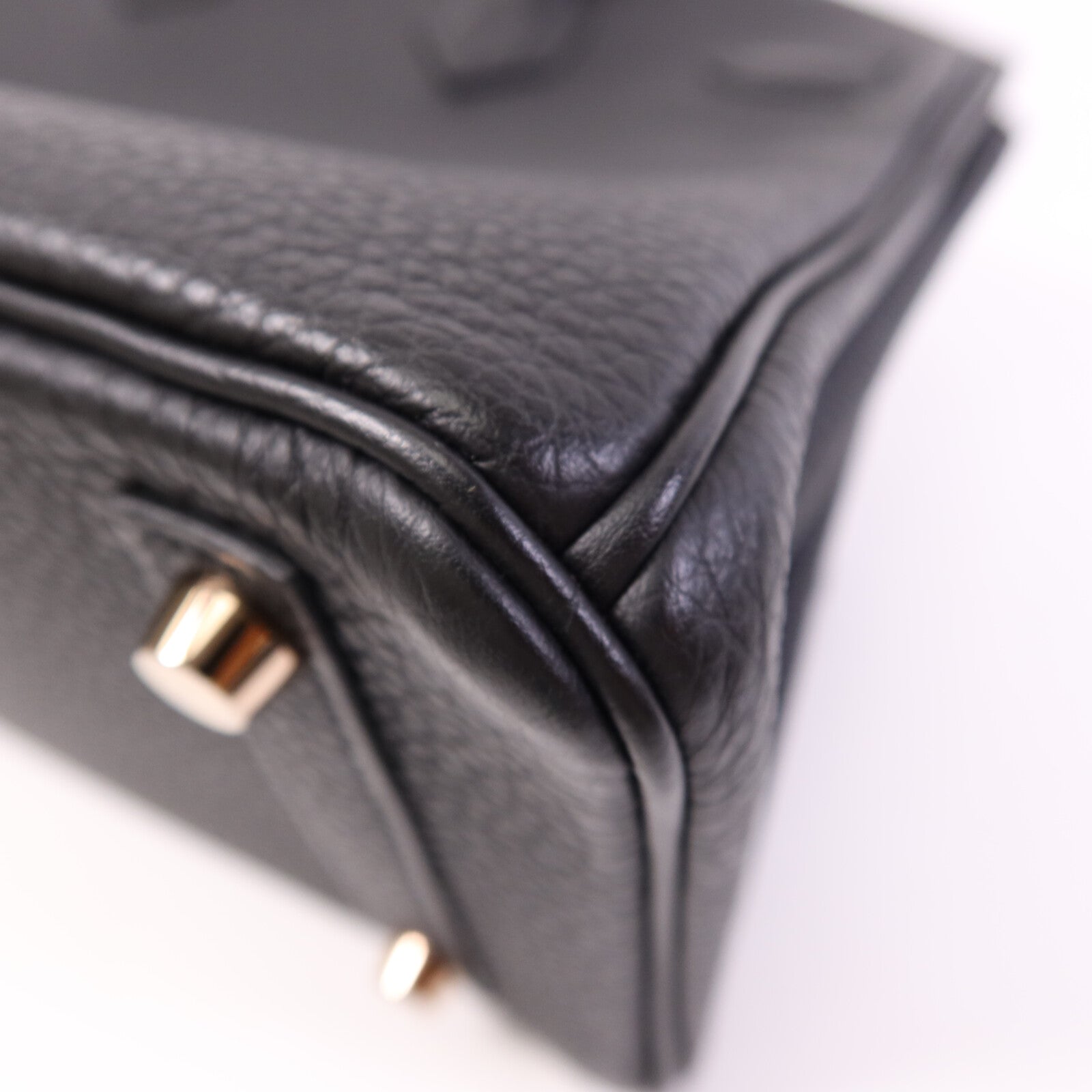HERMES Clemence皮革Birkin 25金扣手挽袋Noir