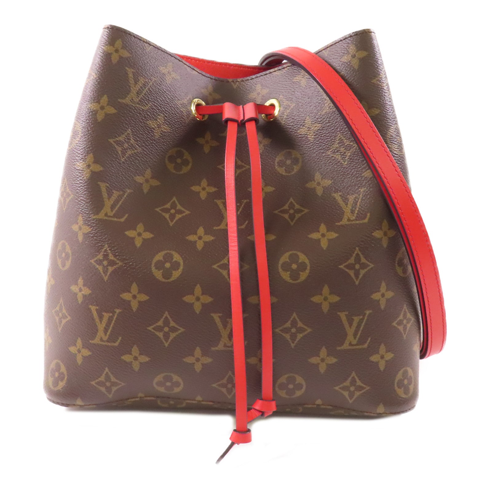 LOUIS VUITTON Monogram Neo Noe Bucket Bag金扣肩背袋Coquelicot/紅色