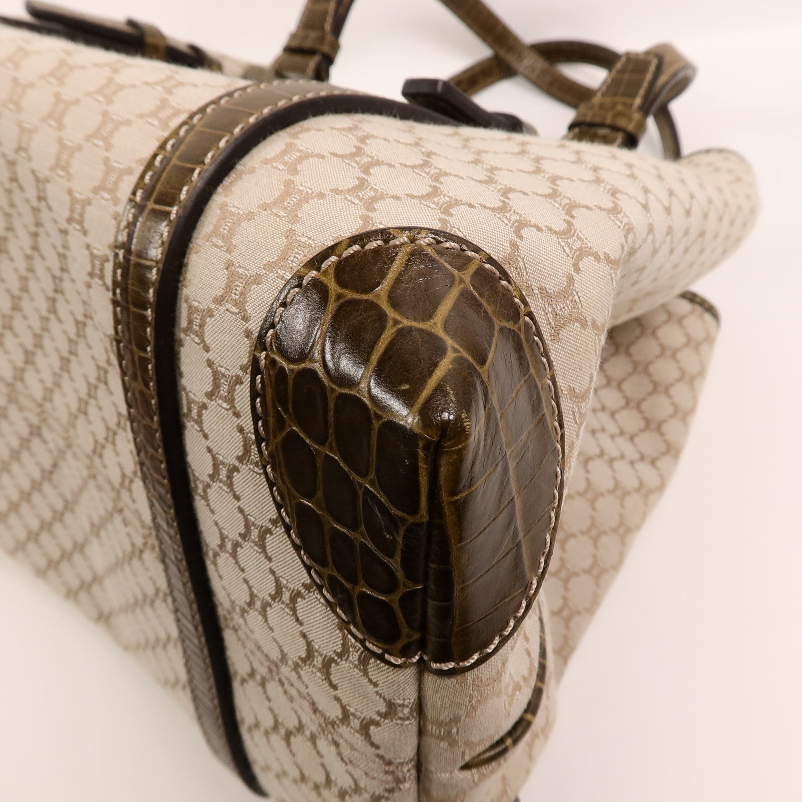 CELINE 帆布/牛皮皮革Vintage Macadam Tote肩背袋