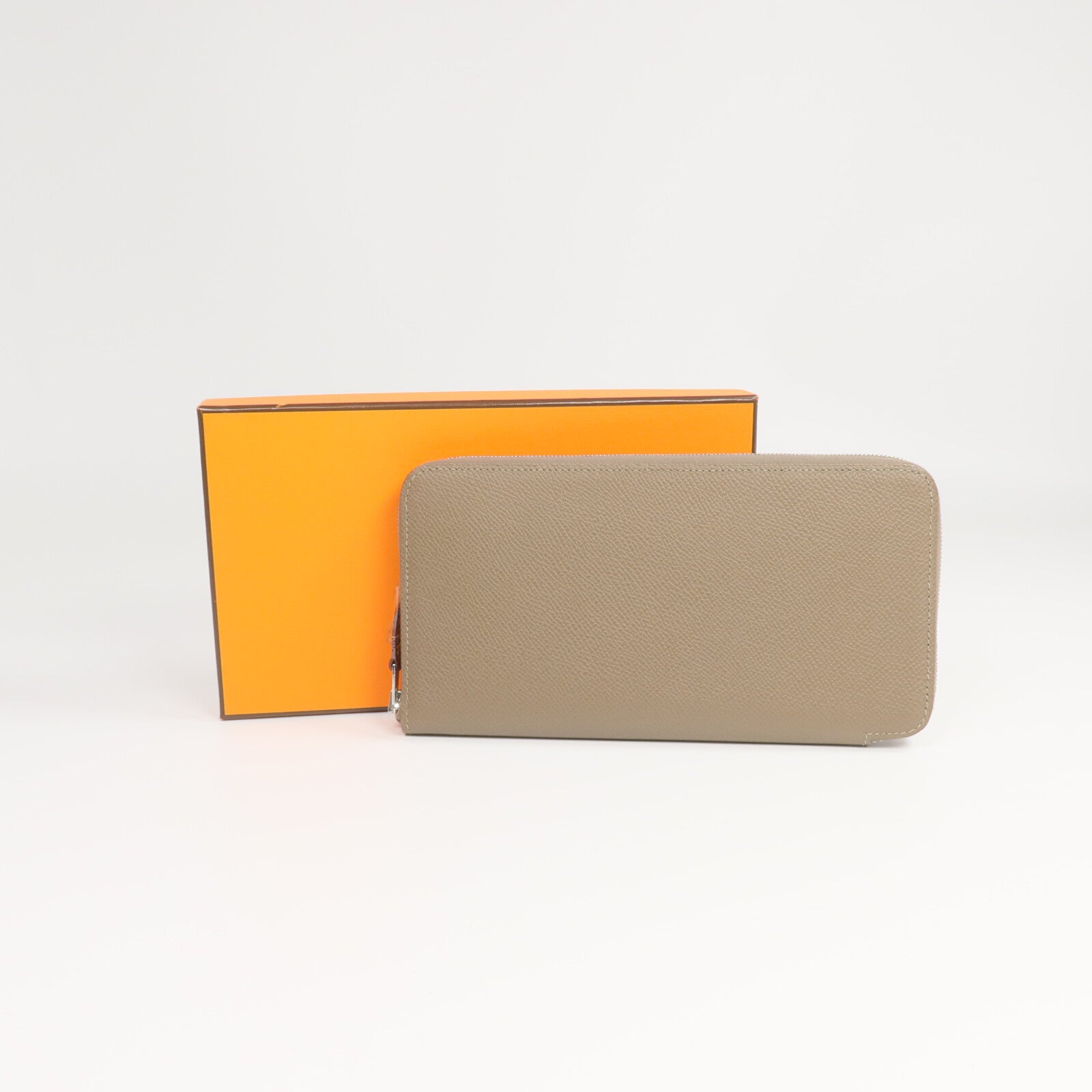 HERMES Epsom皮革Silk'In Long Wallet長錢包Etoupe