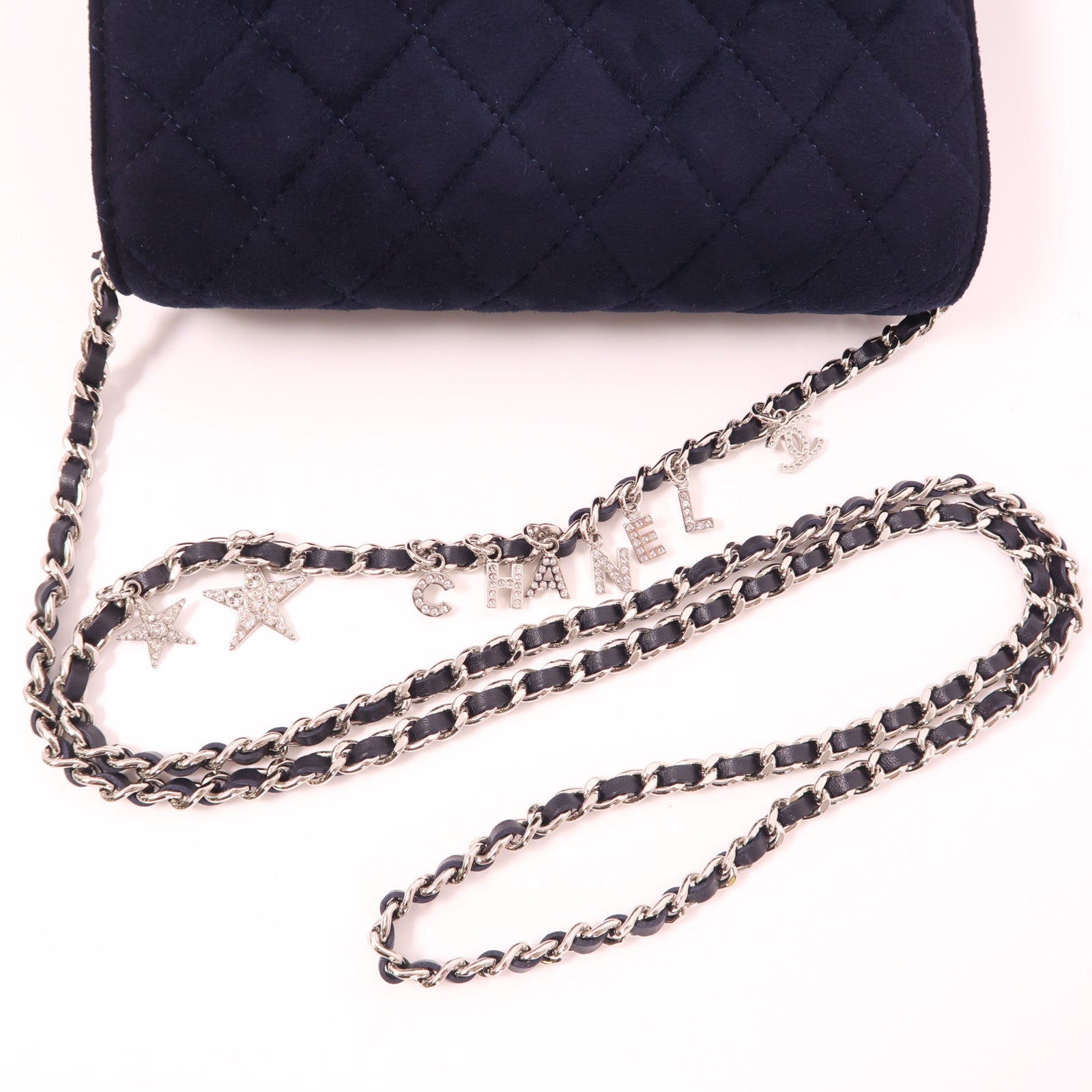 CHANEL 麂皮皮革WOC Wallet On Chain銀扣鏈帶肩背袋