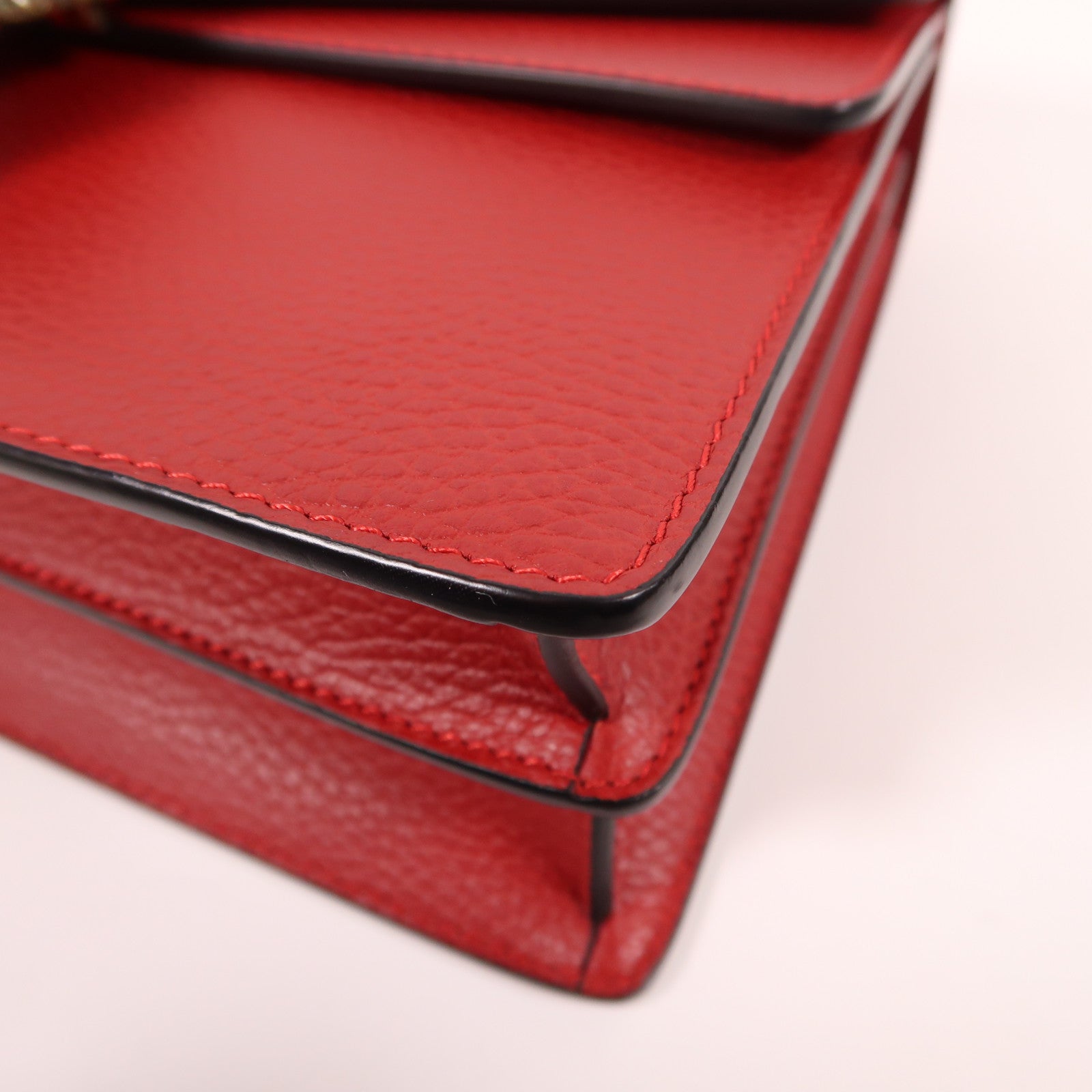 GUCCI GG Chain Shoulder Bag 400249 Calfskin Leather Red