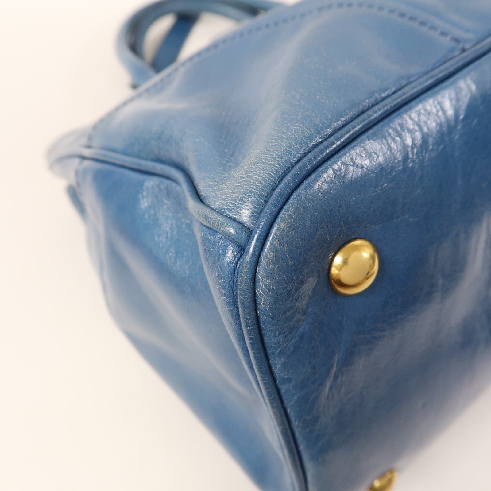 Miu Miu 牛皮皮革2 Way Shoulder Bag金扣手挽肩背兩用袋藍色