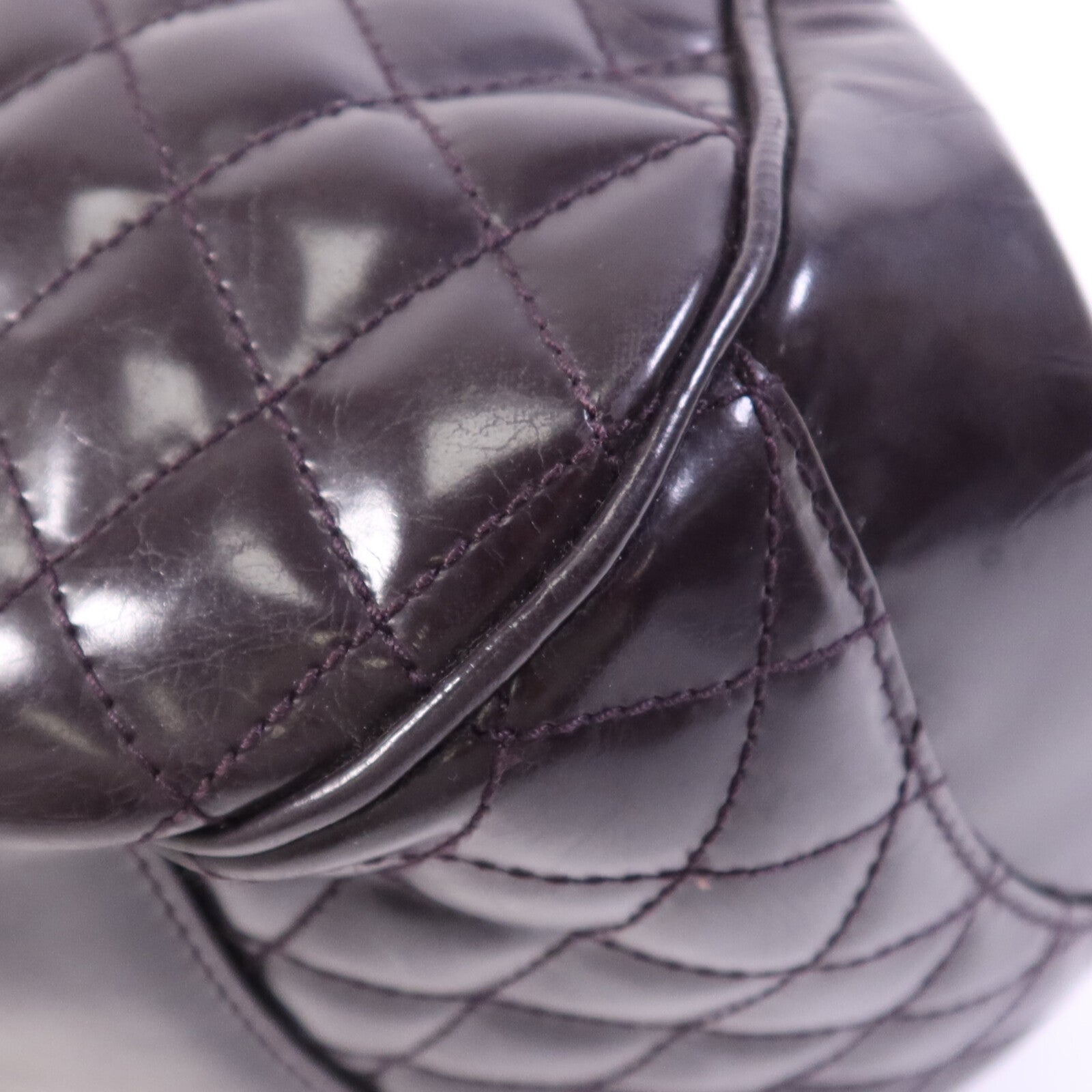 CHANEL 漆皮皮革Chain Shoulder Bag銀扣鏈帶手挽肩背兩用袋