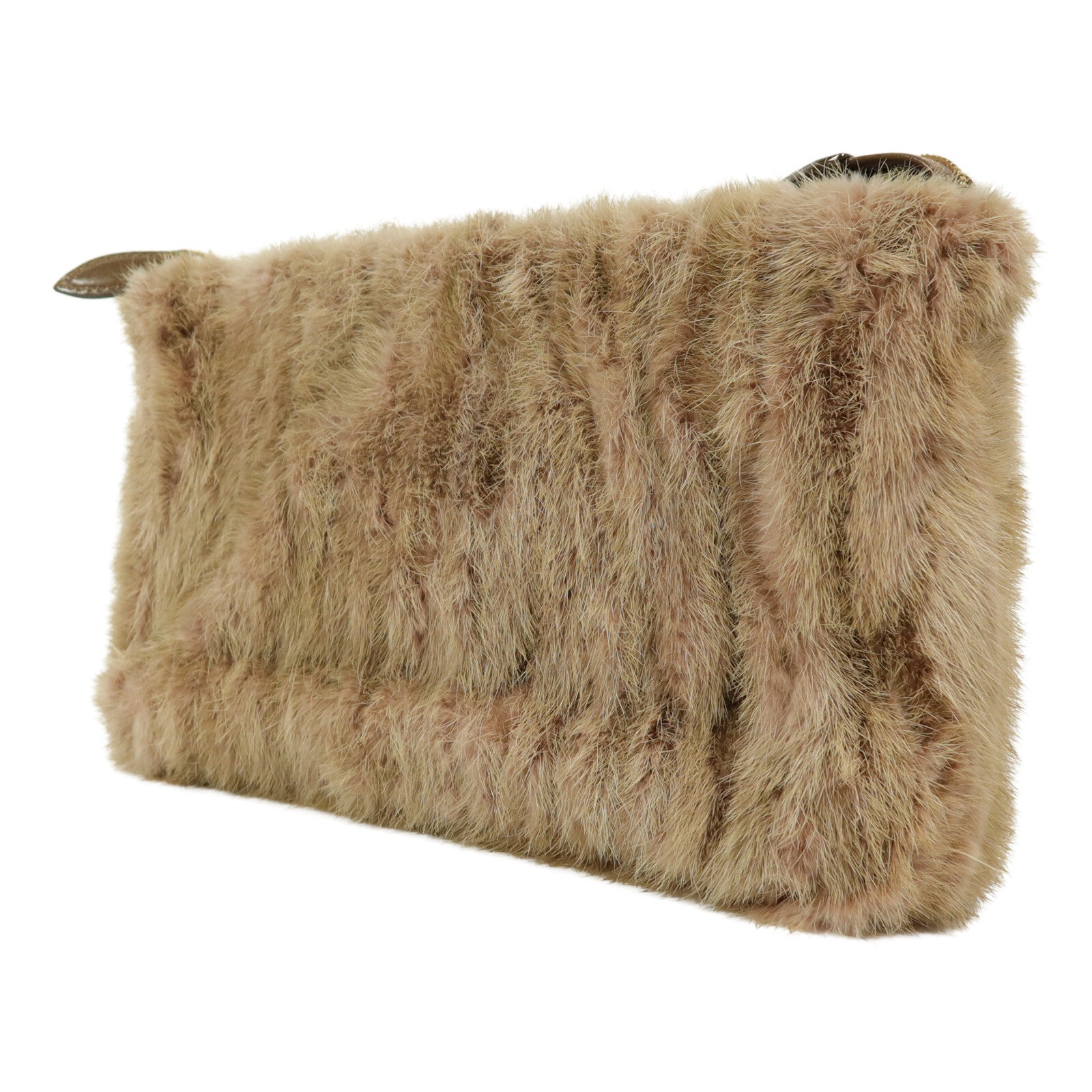 LOUIS VUITTON 水貂皮草Caresse Lockit Boudoir MM Real Mink Fur鏈帶肩背袋