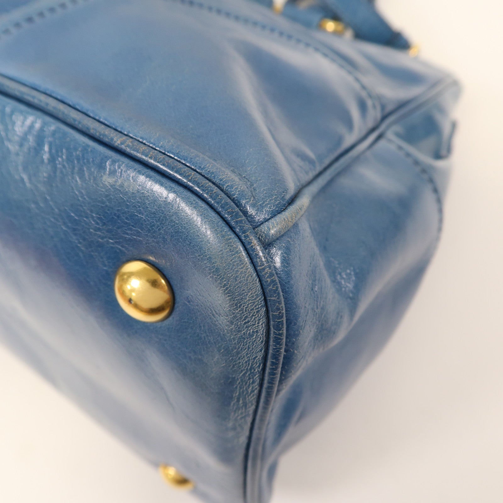 Miu Miu 牛皮皮革2 Way Shoulder Bag金扣手挽肩背兩用袋藍色