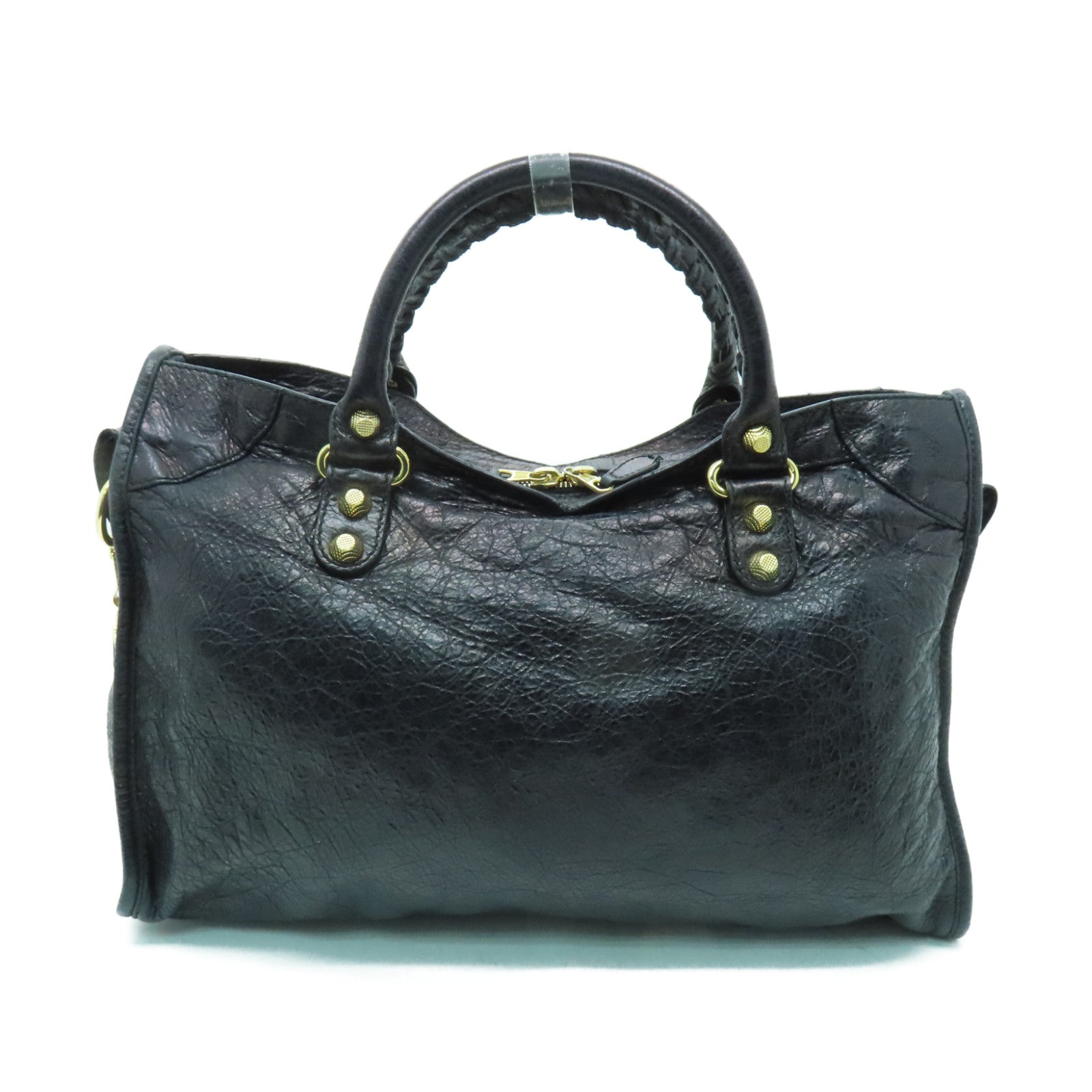 BALENCIAGA 【激減優惠】皮革Giant City金扣手挽肩背兩用袋黑色