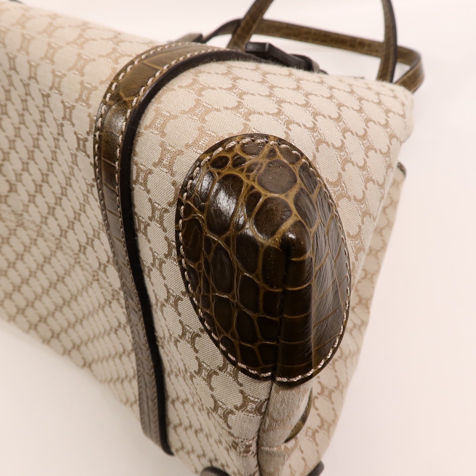 CELINE 帆布/牛皮皮革Vintage Macadam Tote肩背袋