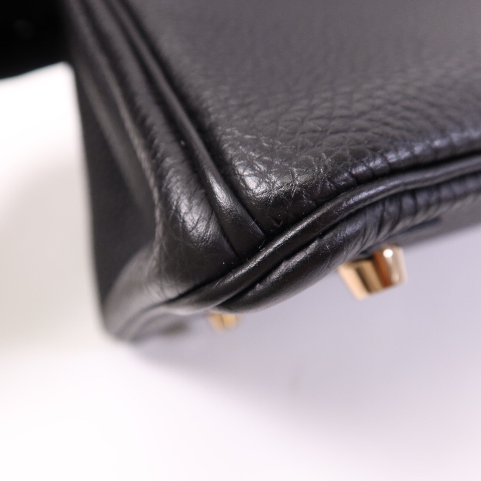 HERMES Clemence皮革Birkin 25金扣手挽袋Noir