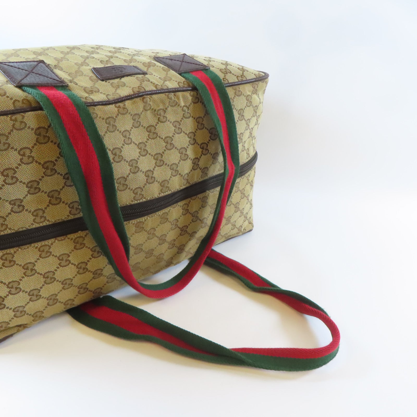 GUCCI 帆布Tote Bag銀扣手挽袋啡色