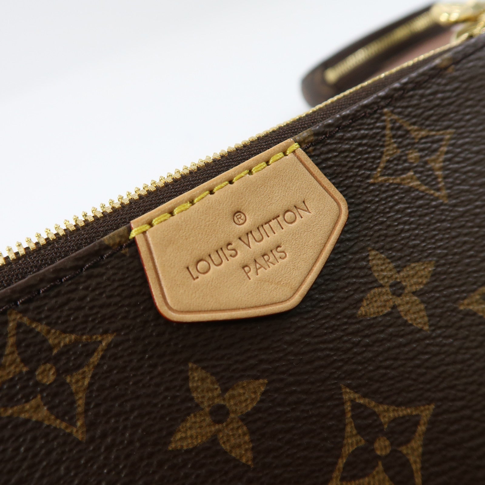 LOUIS VUITTON Monogram Multi Pochette Accessoires金扣手挽肩背兩用袋棕色