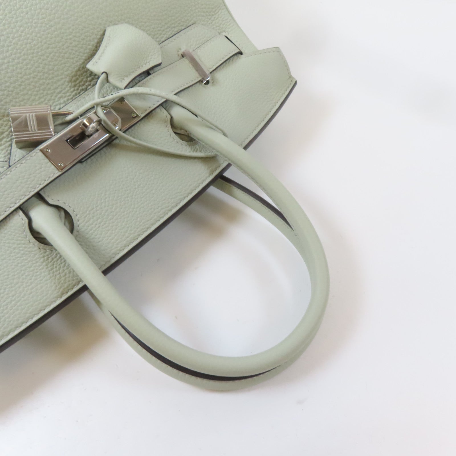 HERMES Togo皮革Birkin 30銀扣手挽袋Gris Neve/淺綠色