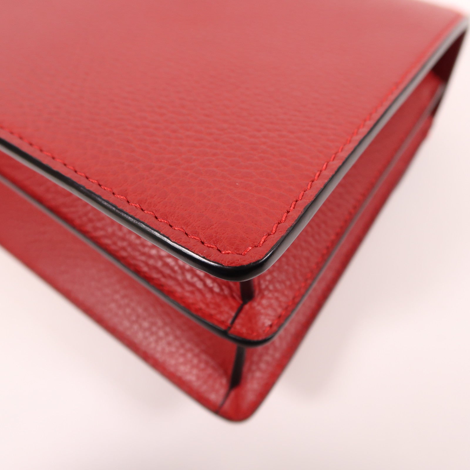 GUCCI GG Chain Shoulder Bag 400249 Calfskin Leather Red