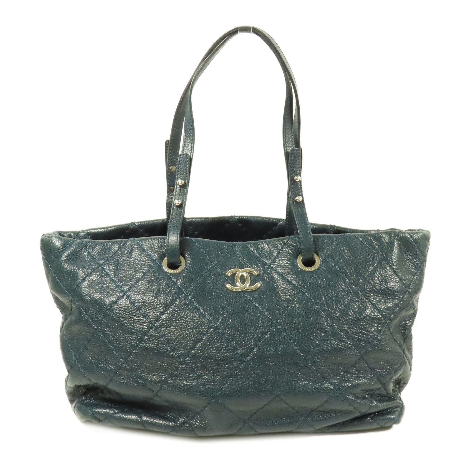 CHANEL 【激減優惠】牛皮皮革Tote Bag銀扣肩背袋