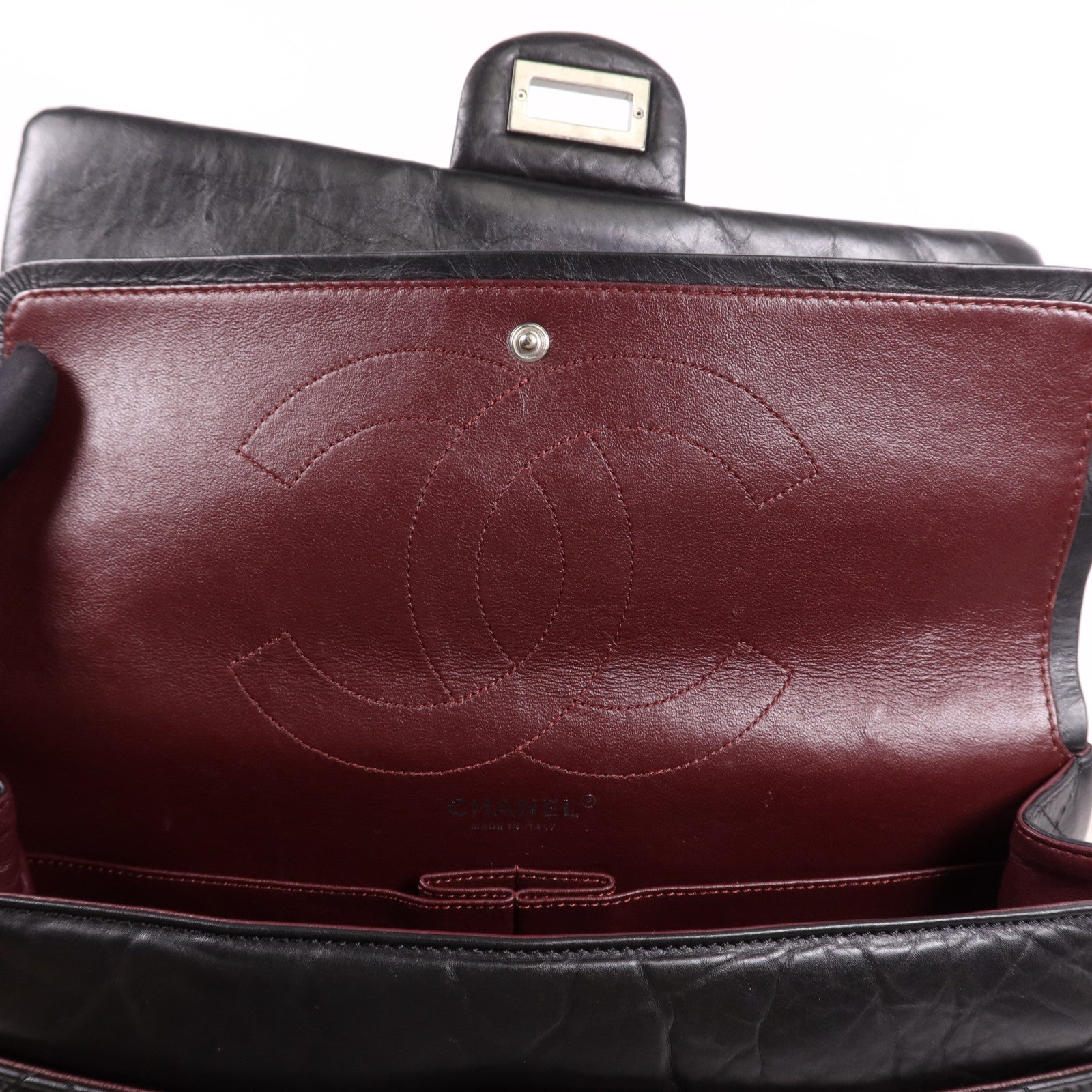 CHANEL 牛皮皮革2.55銀扣鏈帶肩背袋