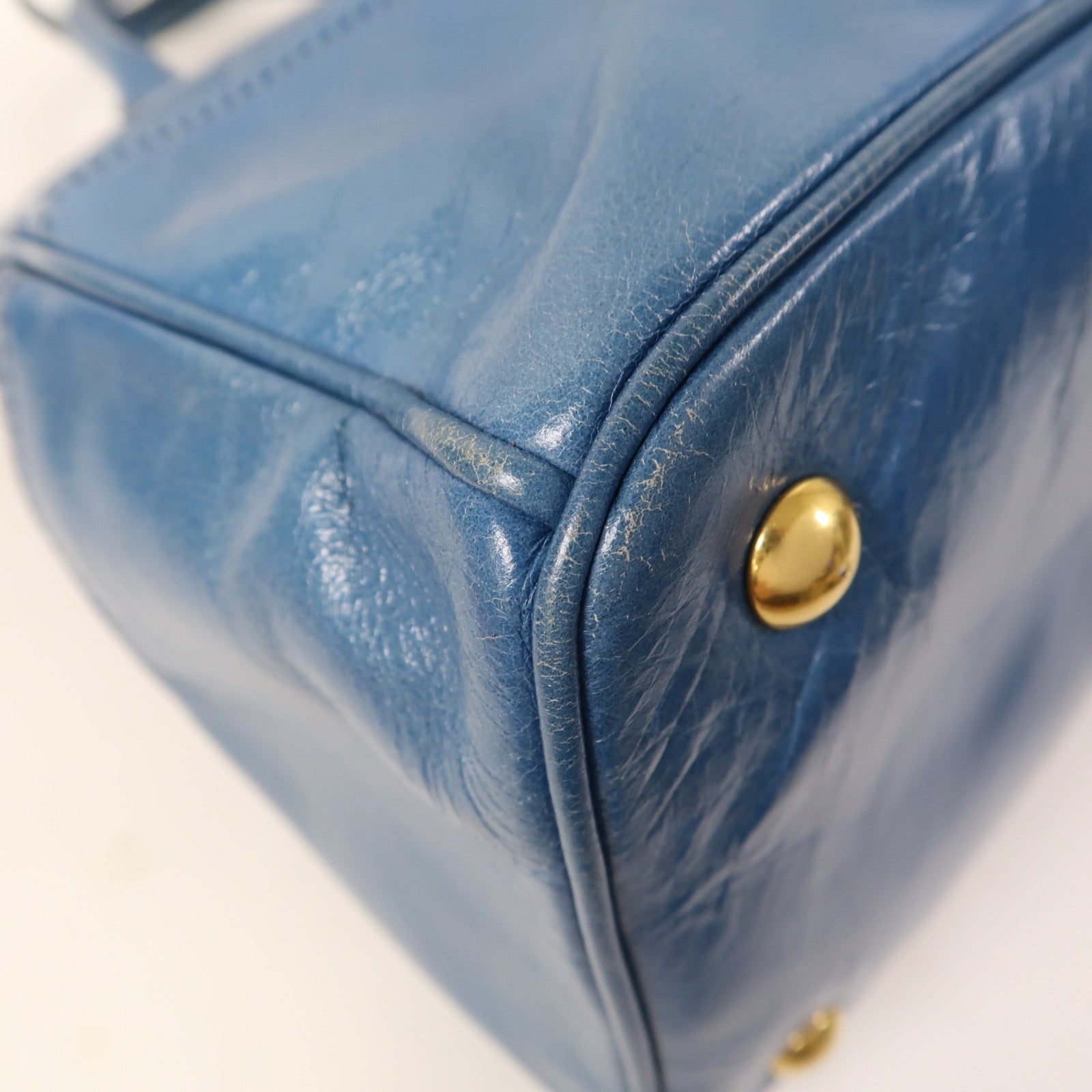 Miu Miu 牛皮皮革2 Way Shoulder Bag金扣手挽肩背兩用袋藍色