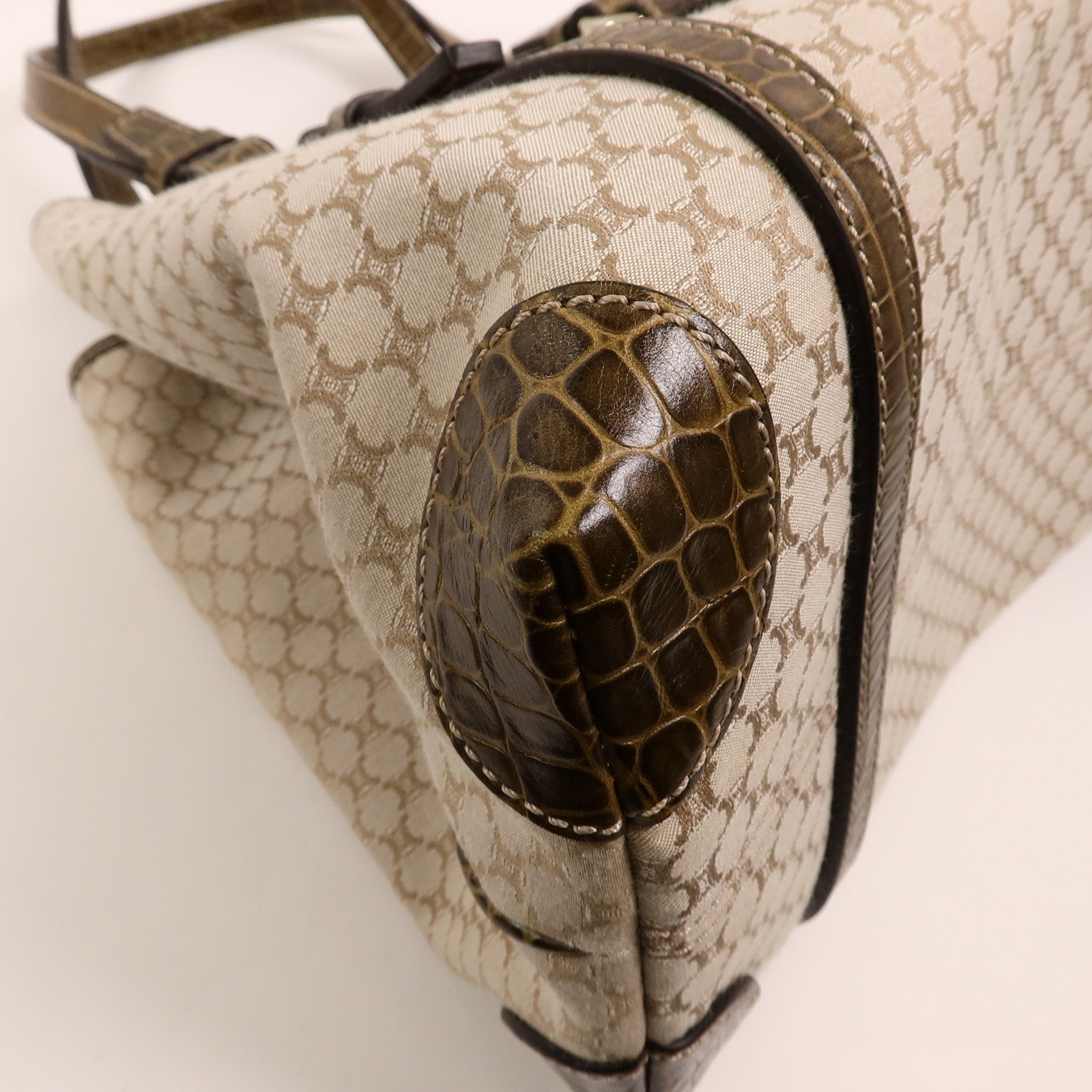 CELINE 帆布/牛皮皮革Vintage Macadam Tote肩背袋