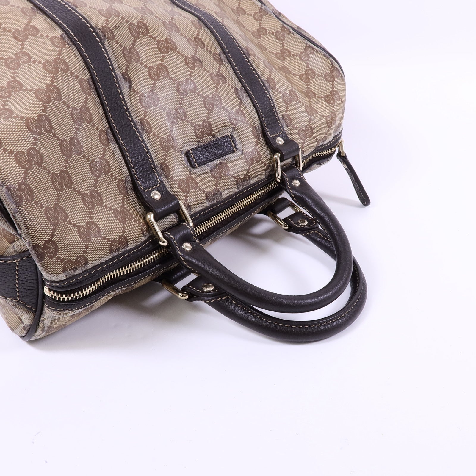 GUCCI 塗層帆布Boston Bag金扣手挽袋