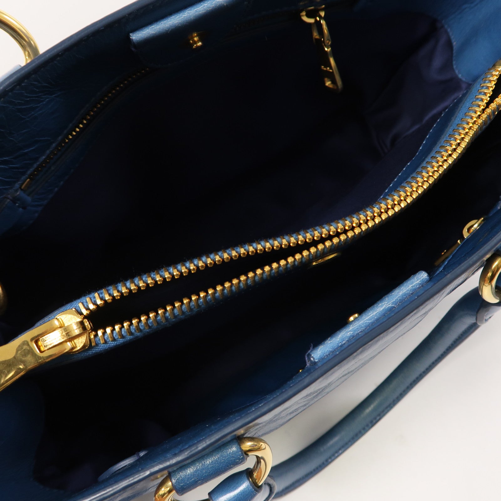 Miu Miu 牛皮皮革2 Way Shoulder Bag金扣手挽肩背兩用袋藍色