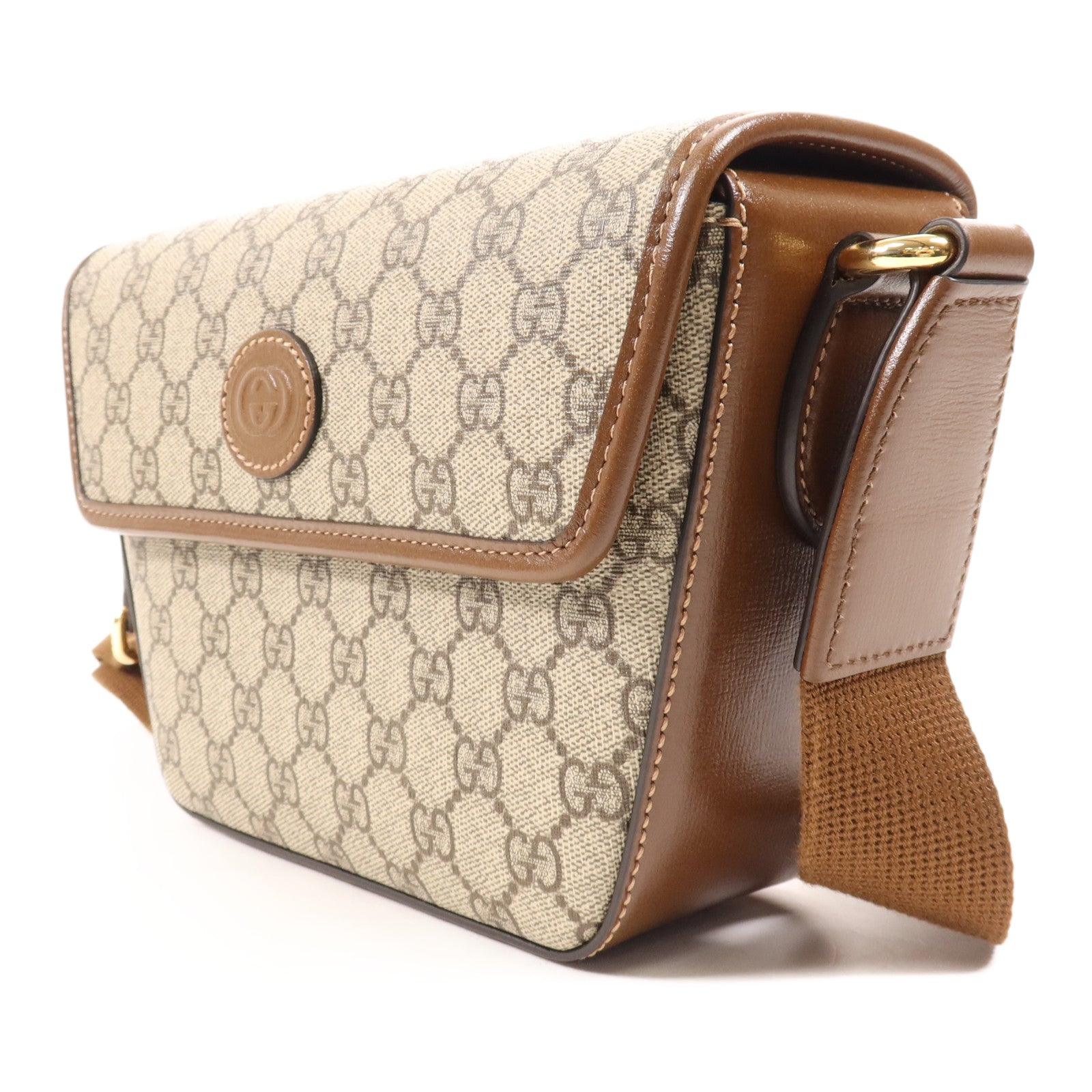 GUCCI 塗層帆布Shoulder Bag金扣肩背袋