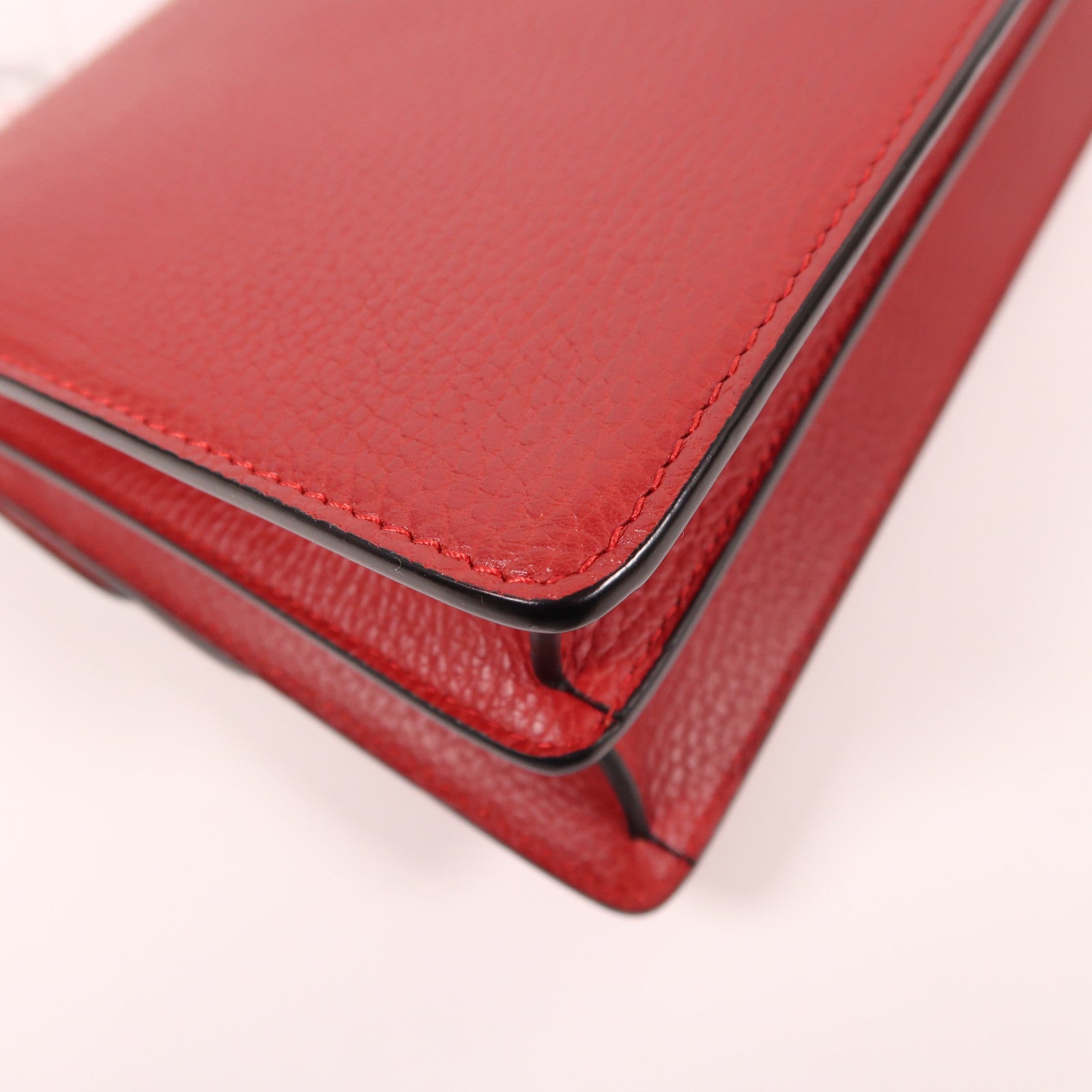 GUCCI GG Chain Shoulder Bag 400249 Calfskin Leather Red