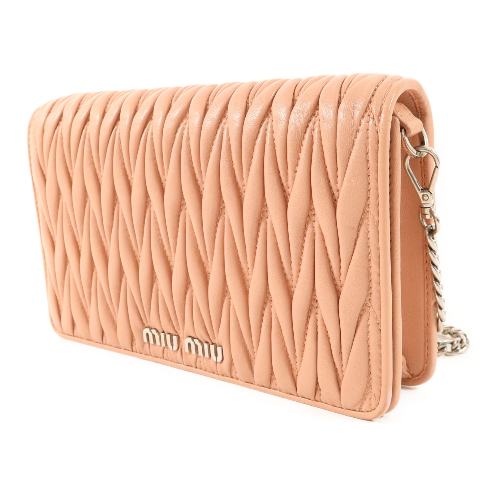 Miu Miu 羊皮皮革Mateiasse Delice銀扣鏈帶肩背袋