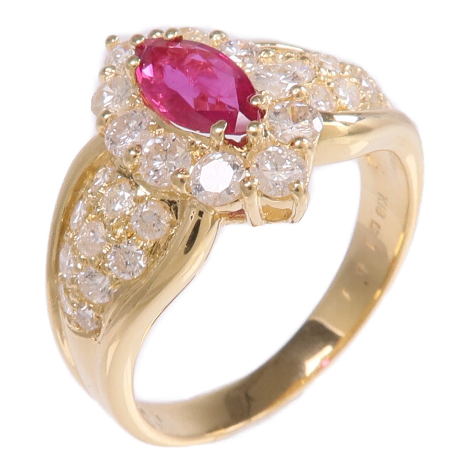 JEWELRY 18K黃金Ruby Diamond Ring紅寶石/鑽石戒指US#7.25