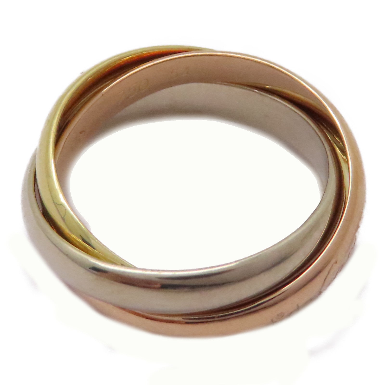 CARTIER 18K黃金/白金/玫瑰金Trinity Ring戒指US#6.75/Cartier#54