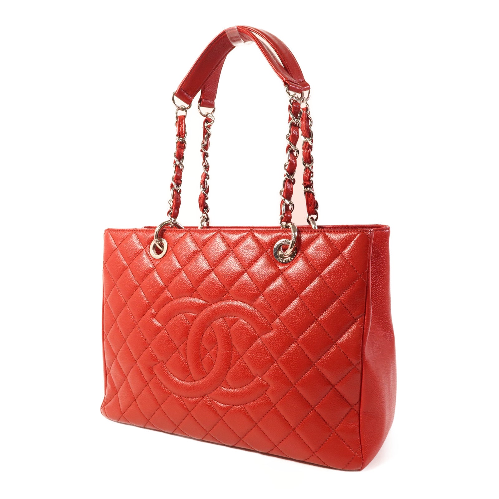 CHANEL 牛皮皮革GST Grand Shopping Tote Bag銀扣鏈帶肩背袋