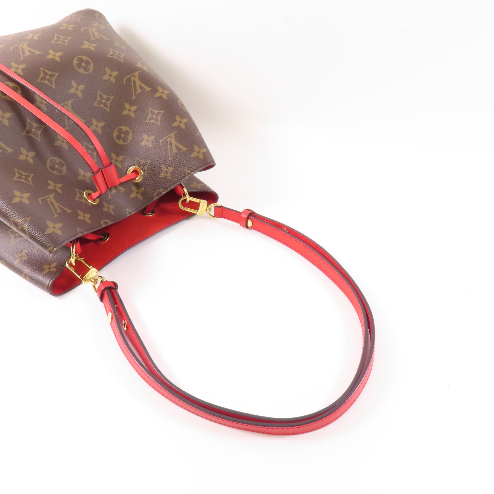 LOUIS VUITTON Monogram Neo Noe Bucket Bag金扣肩背袋Coquelicot/紅色