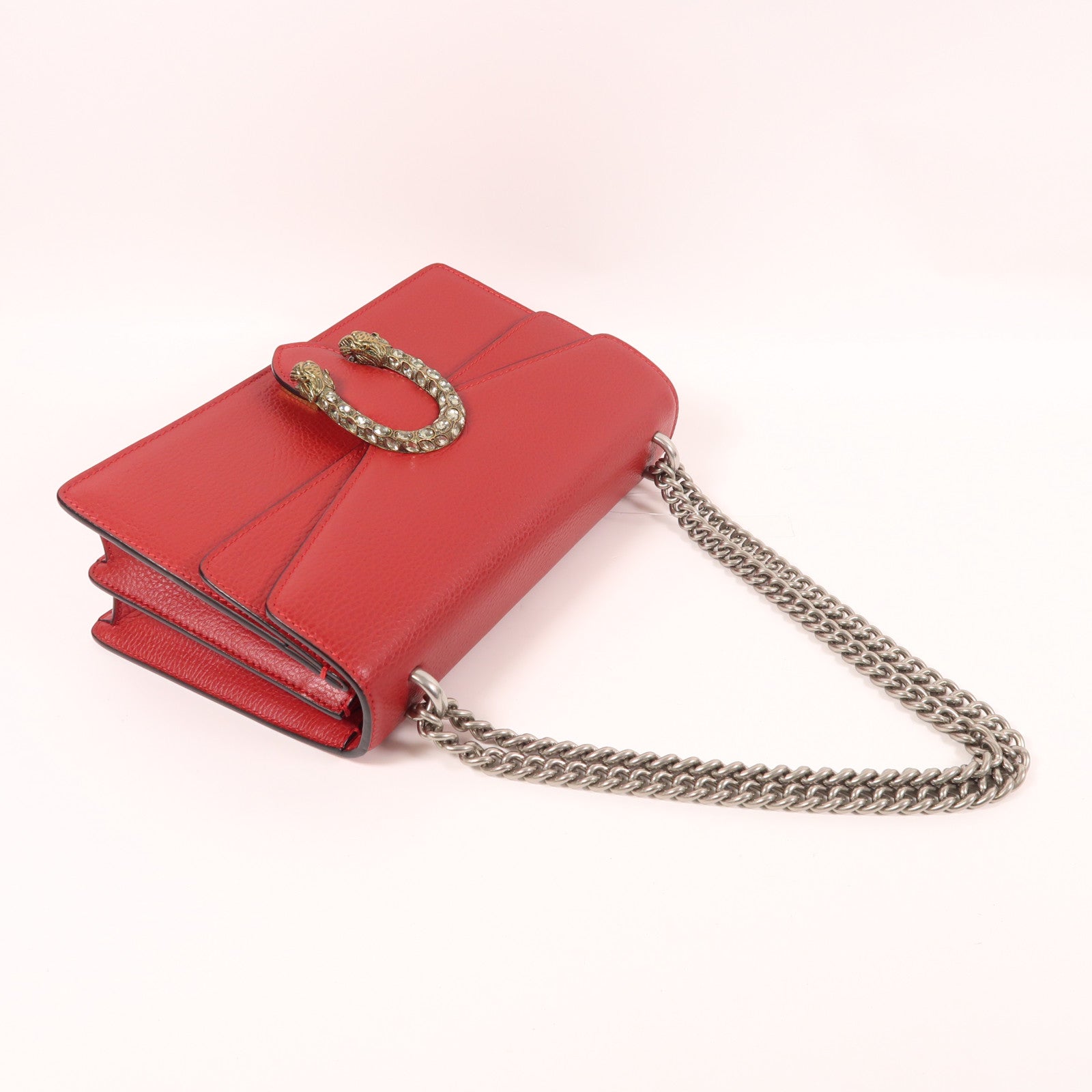 GUCCI GG Chain Shoulder Bag 400249 Calfskin Leather Red