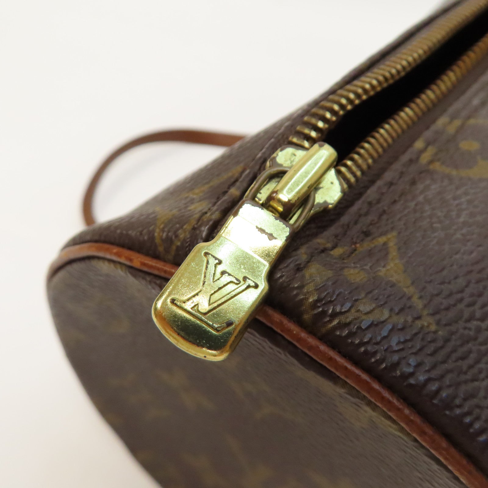 LOUIS VUITTON Monogram Papillon PM金扣肩背袋棕色