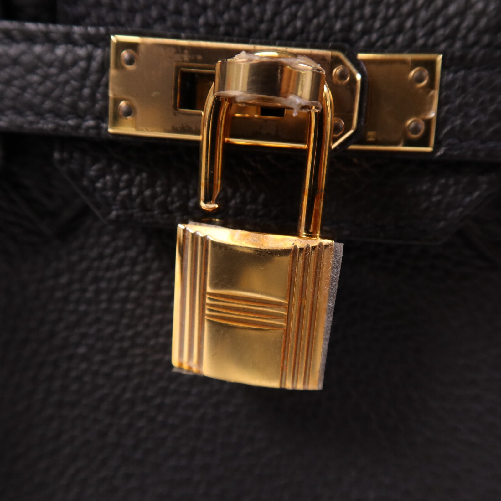 HERMES Clemence皮革Birkin 25金扣手挽袋Noir