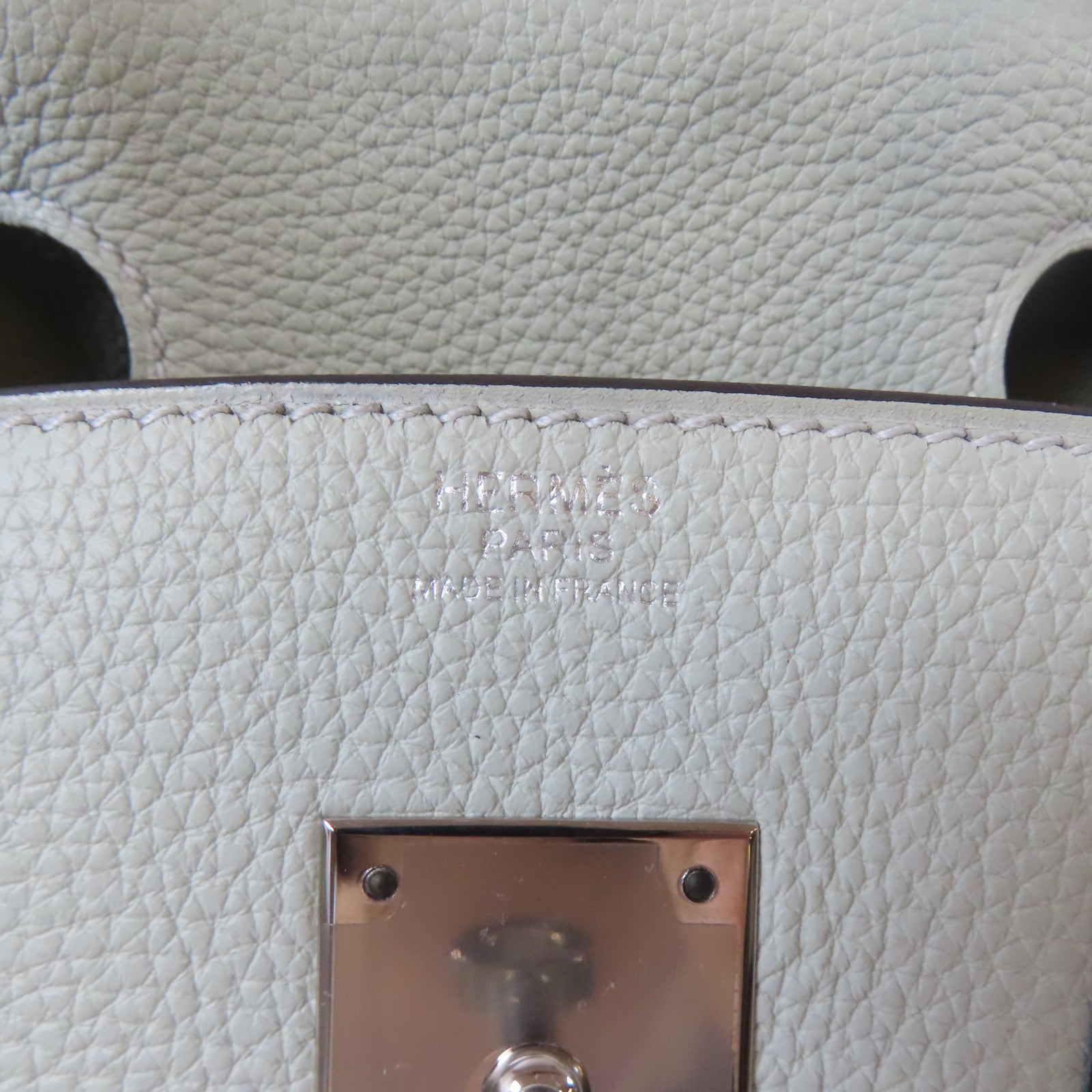 HERMES Togo皮革Birkin 30銀扣手挽袋Gris Neve/淺綠色